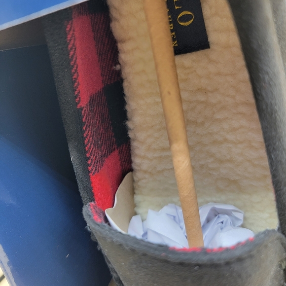 Polo Ralph Lauren Americana Polo Bear Slippers Memory Foam Black Size 10 New - Picture 9 of 13